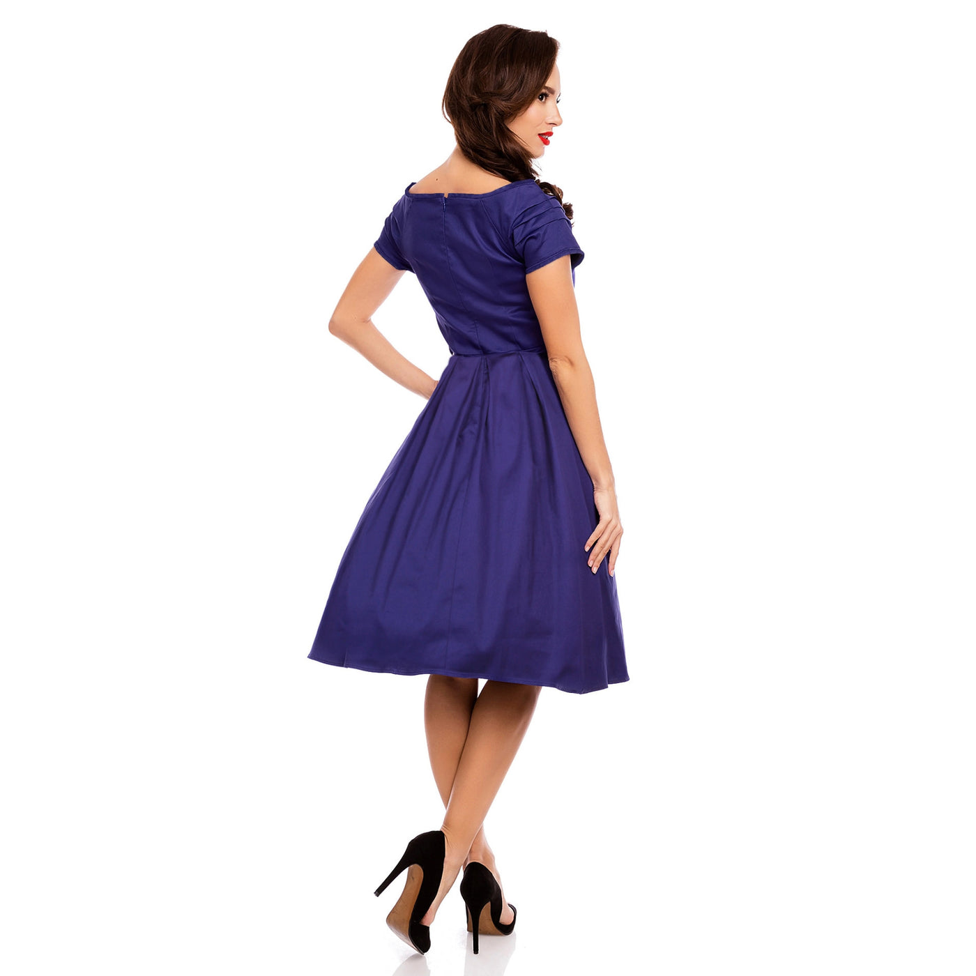 Lily Off Shoulder 50's Inspired Evening Dress in Royal Blue