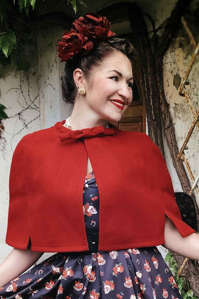 Sabrina Burgundy Vintage Comfy Cape Shrug