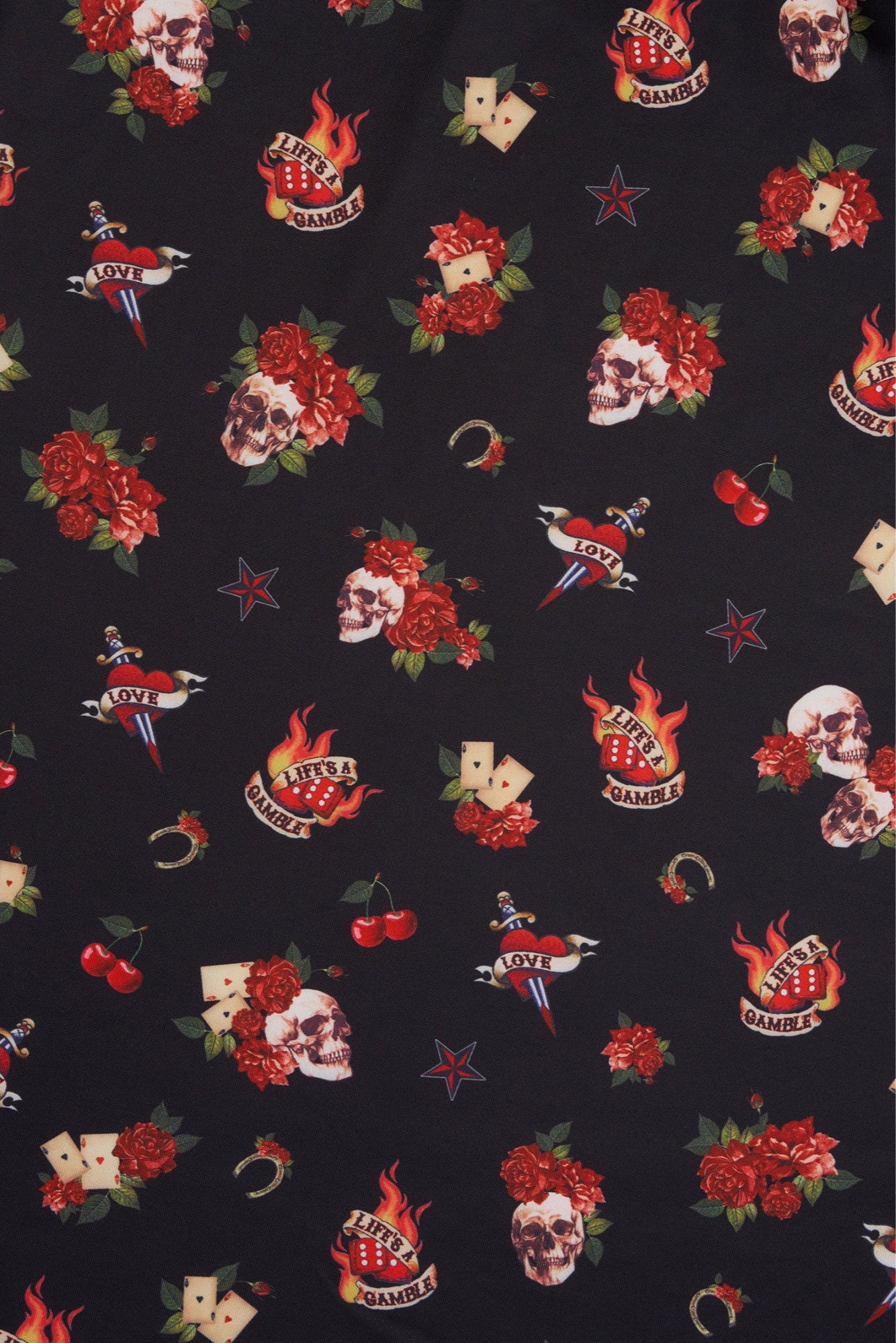 Lily Rockabilly Off Shoulder Skull & Rose Swing Dress