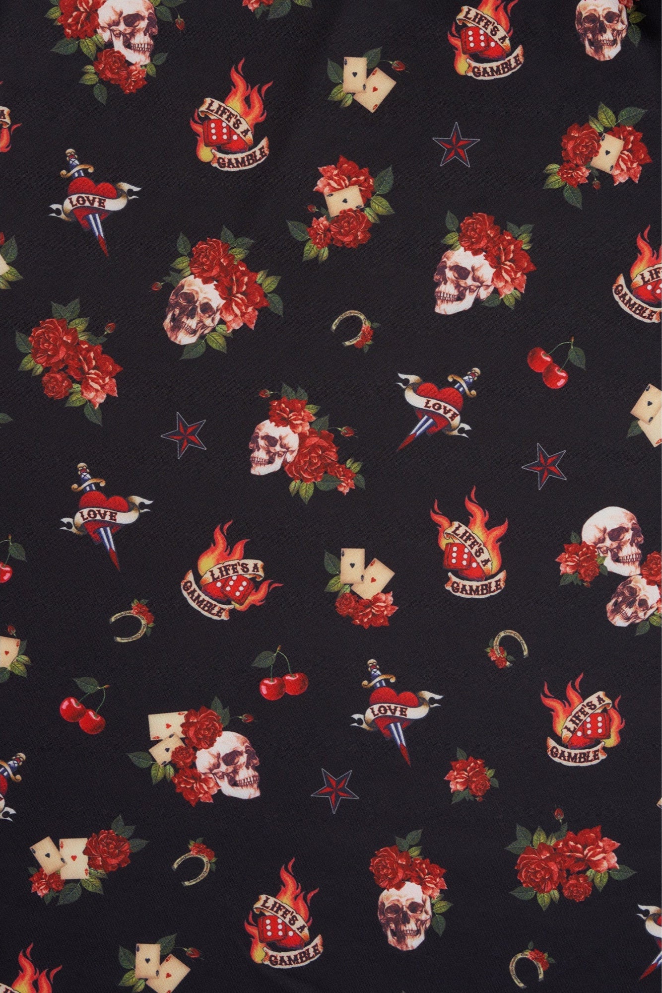 PRE ORDER Lily Rockabilly Off Shoulder Skull & Rose Swing Dress
