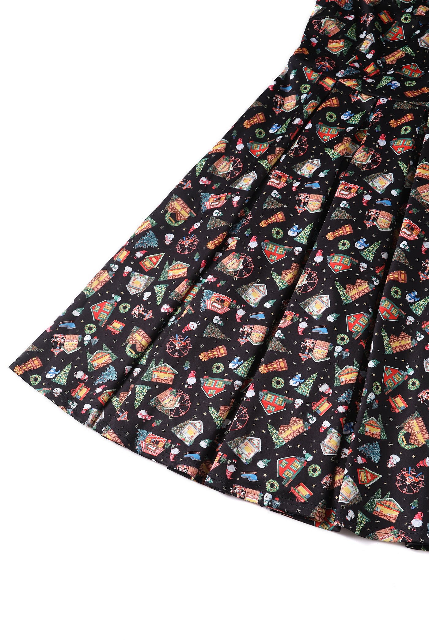 Lily Retro Off Shoulder in Black Christmas Fair Swing Dress