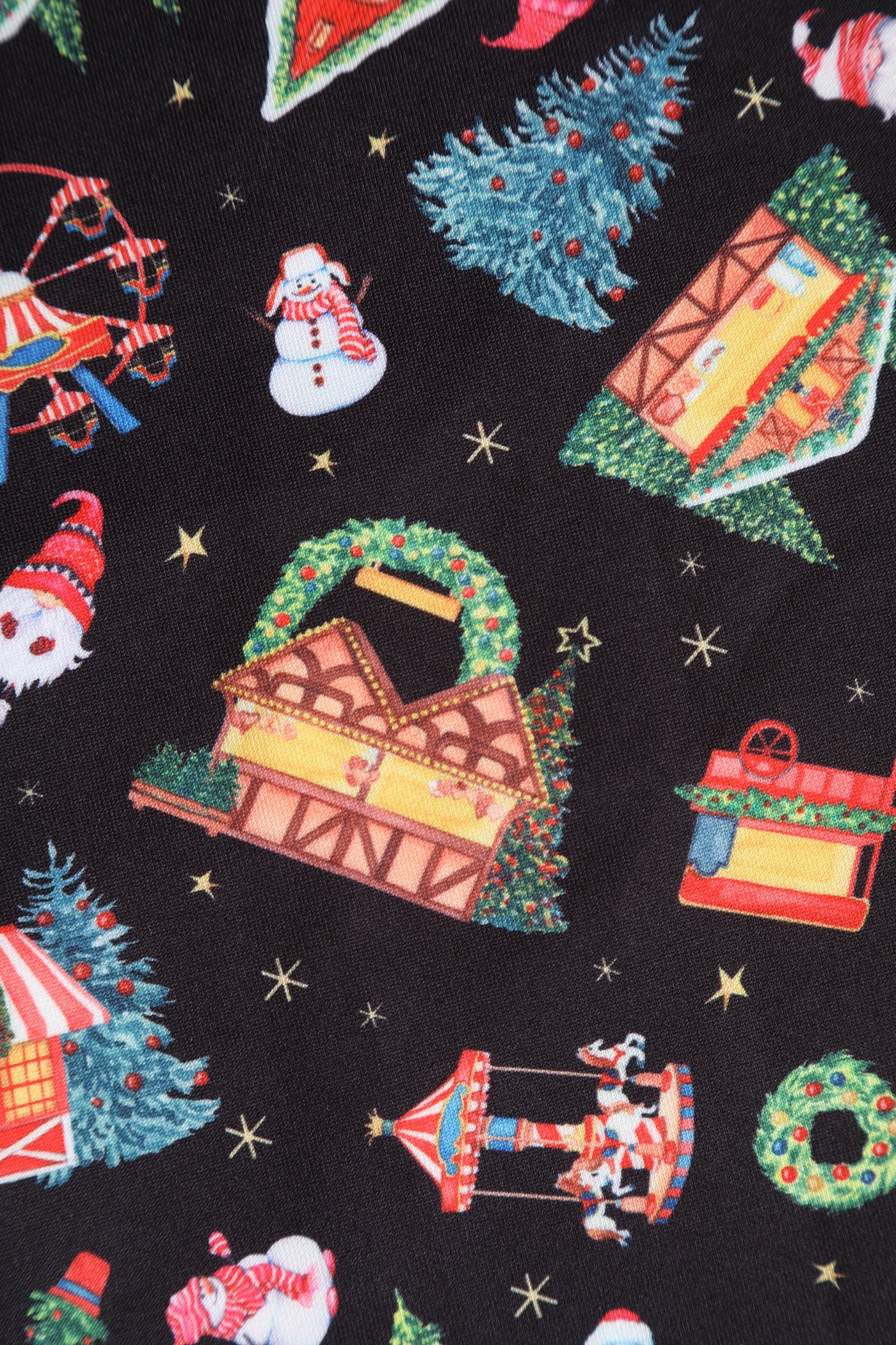Lily Retro Off Shoulder in Black Christmas Fair Swing Dress