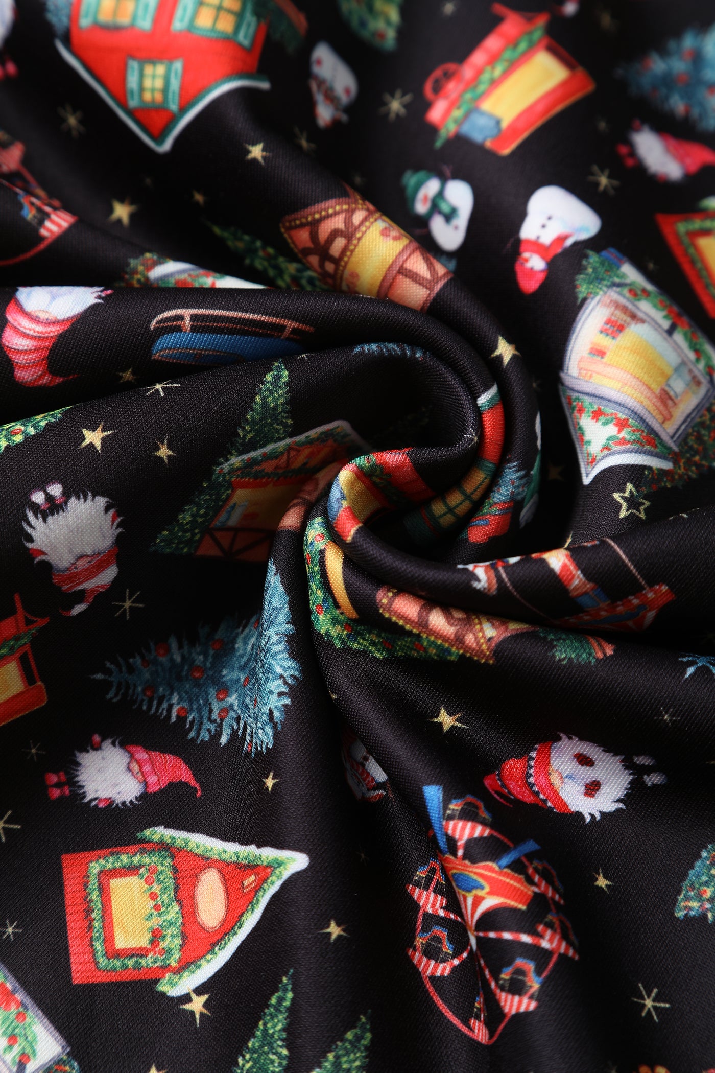 Lily Retro Off Shoulder in Black Christmas Fair Swing Dress