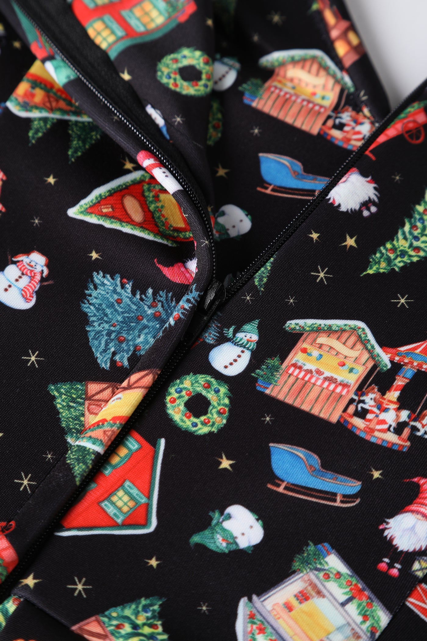 Lily Retro Off Shoulder in Black Christmas Fair Swing Dress