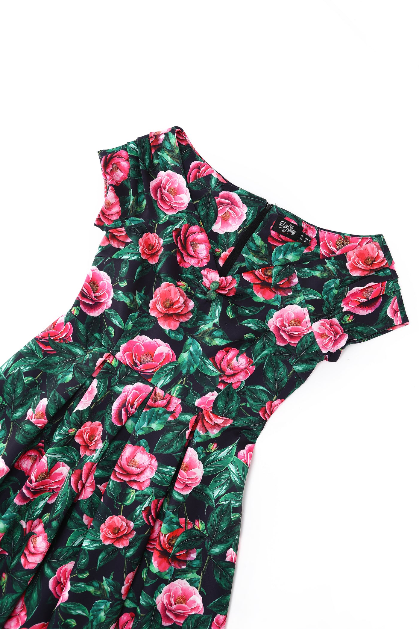 Lily Pink Camellia Off Shoulder Dress In Black