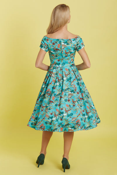 EU STOCK Lily Green Forest Dinosaur Off Shoulder Dress
