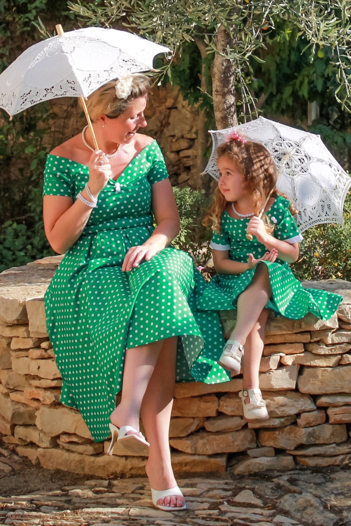 Children Darlene Green Polka Dot Dress