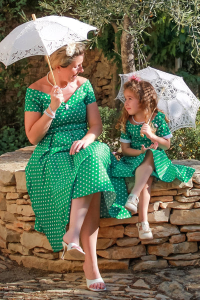 Children Darlene Green Polka Dot Dress