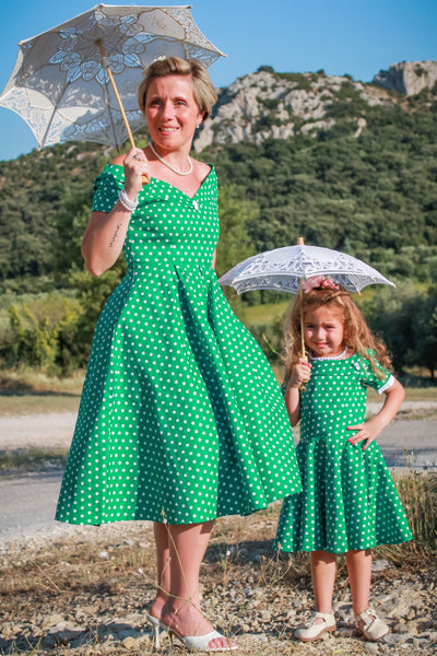 Children Darlene Green Polka Dot Dress