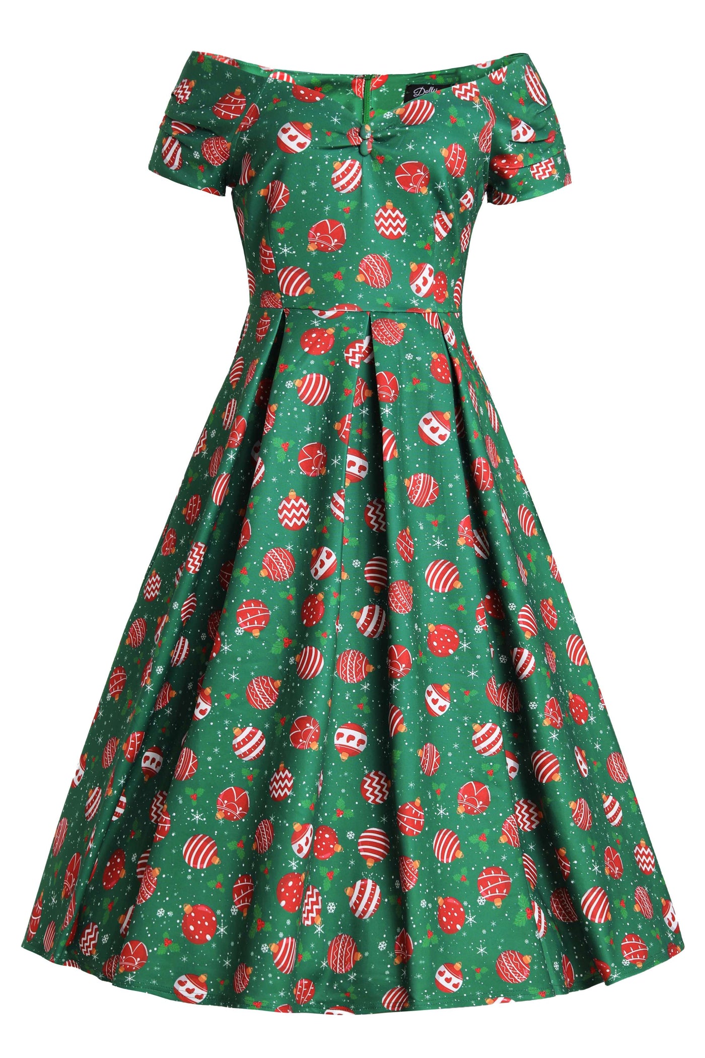 Lily Green Bauble Off Shoulder Dress