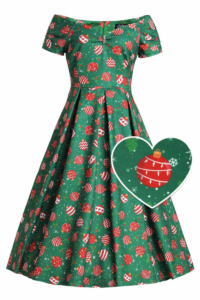 Lily Green Bauble Off Shoulder Dress
