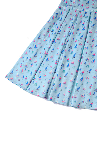 Lily Nautical Sailboat Blue Off Shoulder Dress