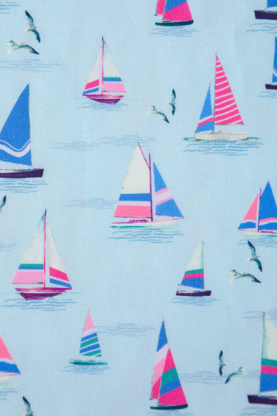 Lily Nautical Sailboat Blue Off Shoulder Dress