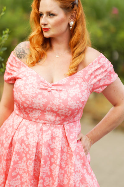 Lily Pink Floral Print Off Shoulder Dress