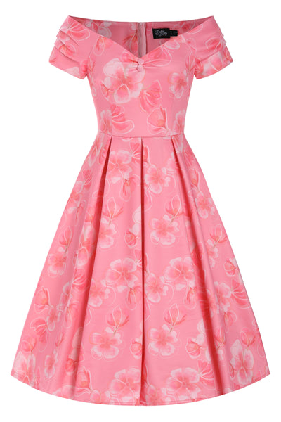 Lily Pink Floral Print Off Shoulder Dress