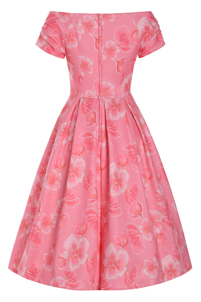 Lily Pink Floral Print Off Shoulder Dress