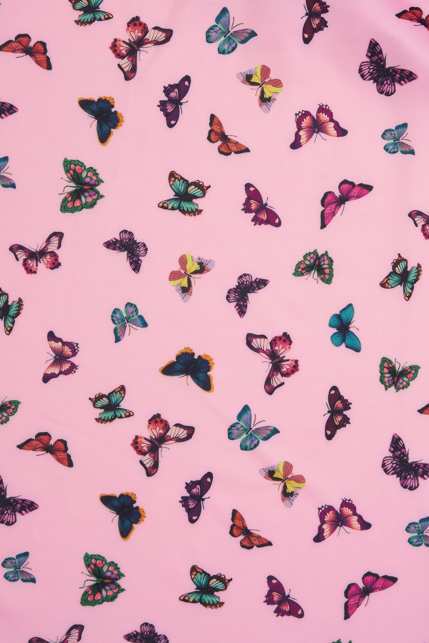 Lily Retro Off Shoulder Dress Pink & Colourful Butterflies