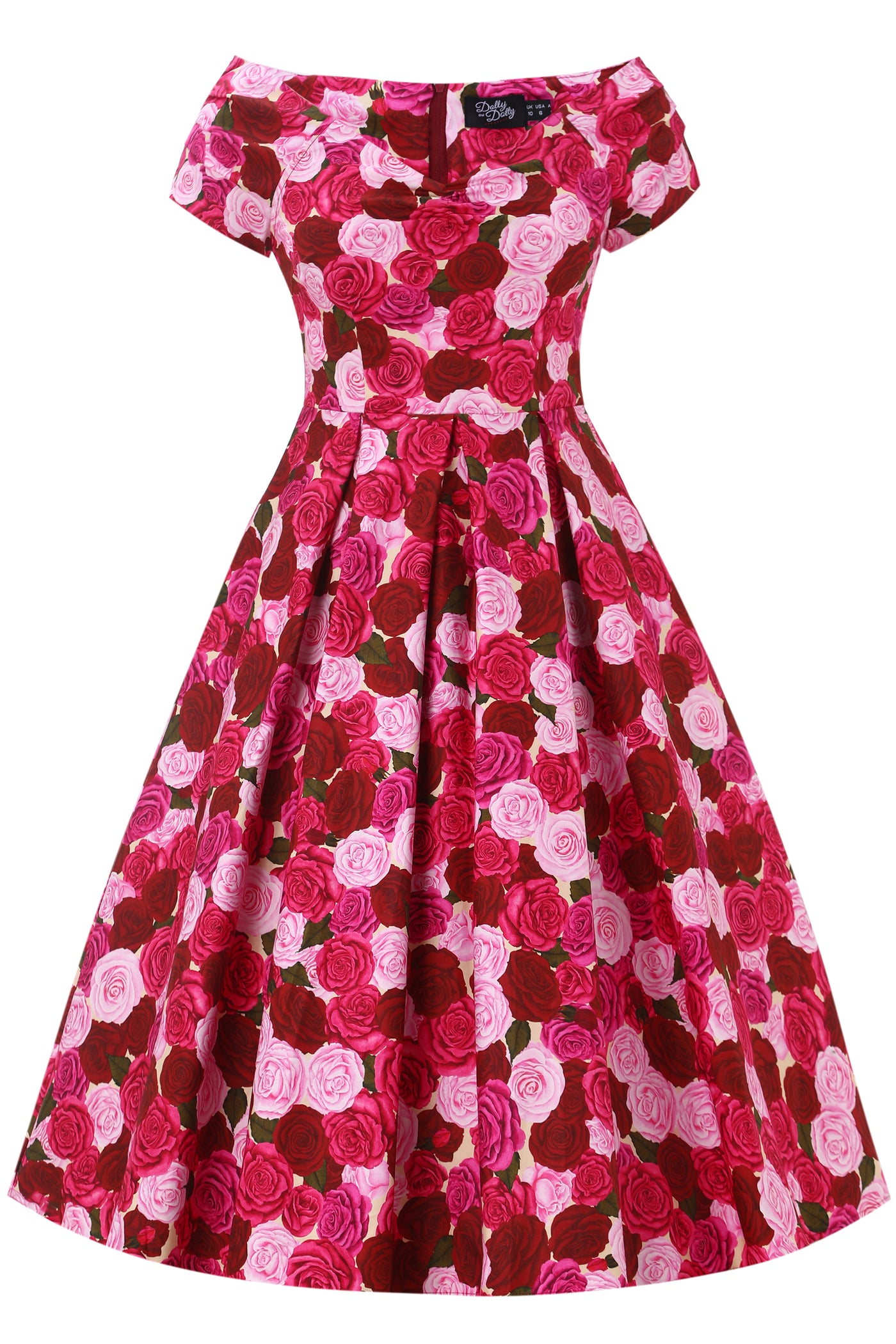 Lily Pink Rose Garden Off Shoulder Dress