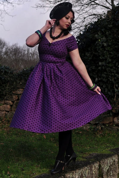 Lily Purple & Black Polka Dot Full Circle Dress