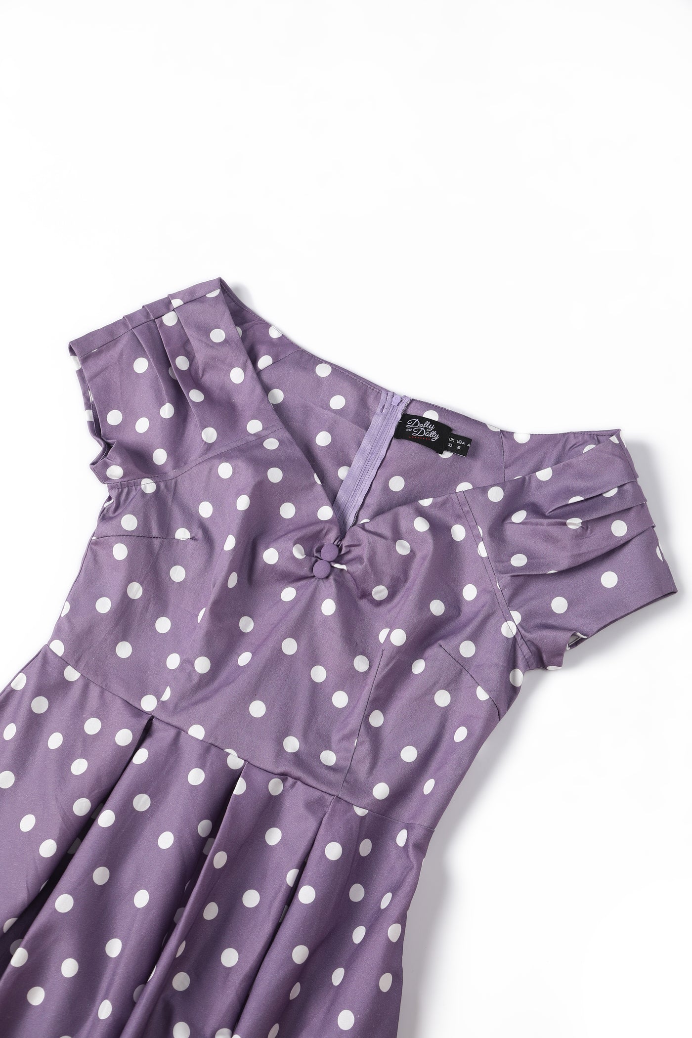 Lily Purple Off The Shoulder White Polka Dot Swing Dress