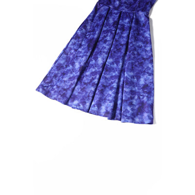 PRE ORDER Lily Purple Off Shoulder Blue Floral Silhouette Print Swing Dress