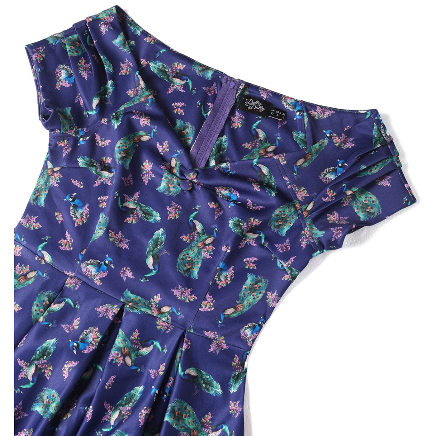 Lily Off Shoulder Purple Peacock Swing Dress