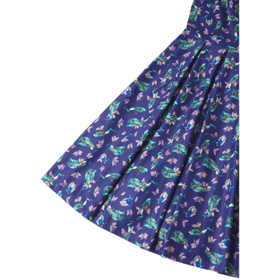 Lily Off Shoulder Purple Peacock Swing Dress