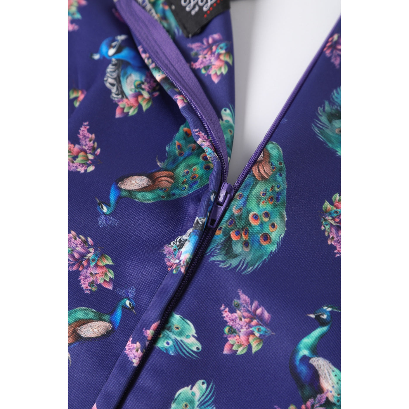 Lily Off Shoulder Purple Peacock Swing Dress