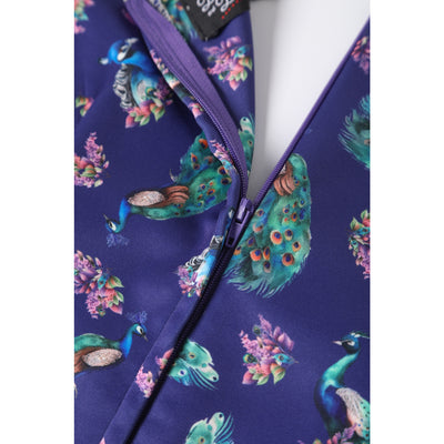 Lily Off Shoulder Purple Peacock Swing Dress