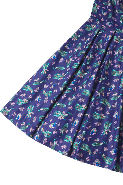 Lily Off Shoulder Purple Peacock Swing Dress