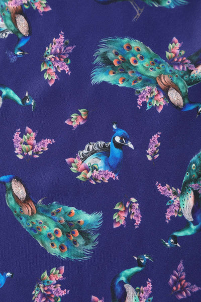 Lily Off Shoulder Purple Peacock Swing Dress