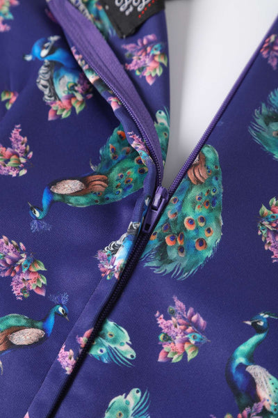 Lily Off Shoulder Purple Peacock Swing Dress