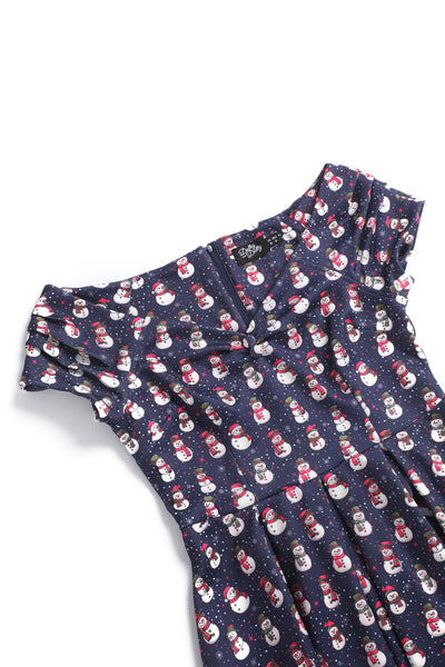 Lily Purple Off Shoulder Polka Dot Print Christmas Dress