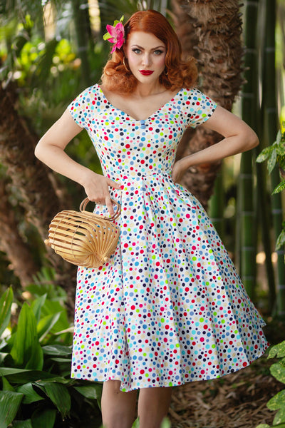 Lily Colourful Polka Dot Off Shoulder Dress