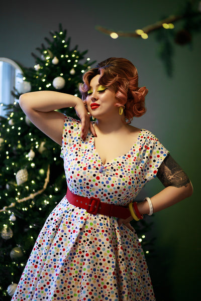 Lily Colourful Polka Dot Off Shoulder Dress