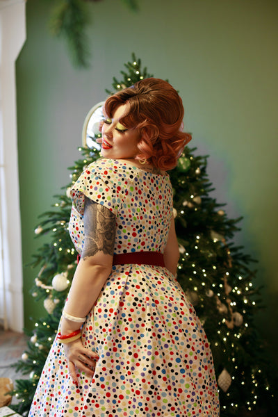 Lily Colourful Polka Dot Off Shoulder Dress