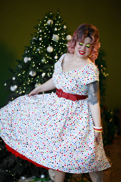 Lily Colourful Polka Dot Off Shoulder Dress