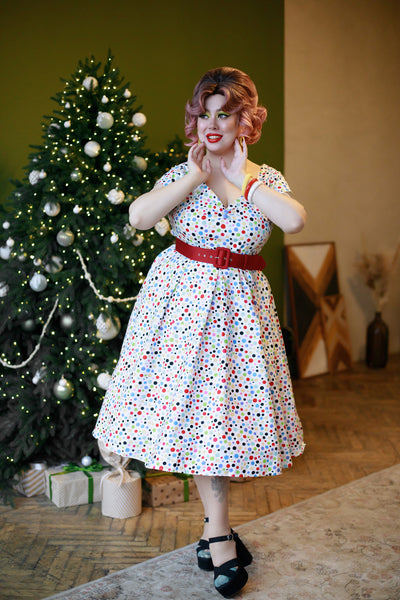 Lily Colourful Polka Dot Off Shoulder Dress