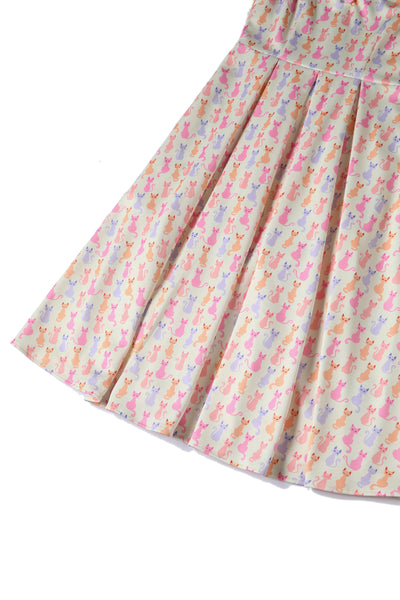 Lily Rainbow Cat White Off Shoulder Dress