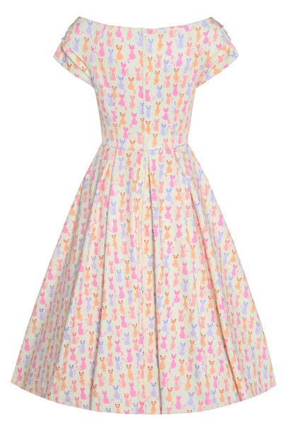 Lily Rainbow Cat White Off Shoulder Dress