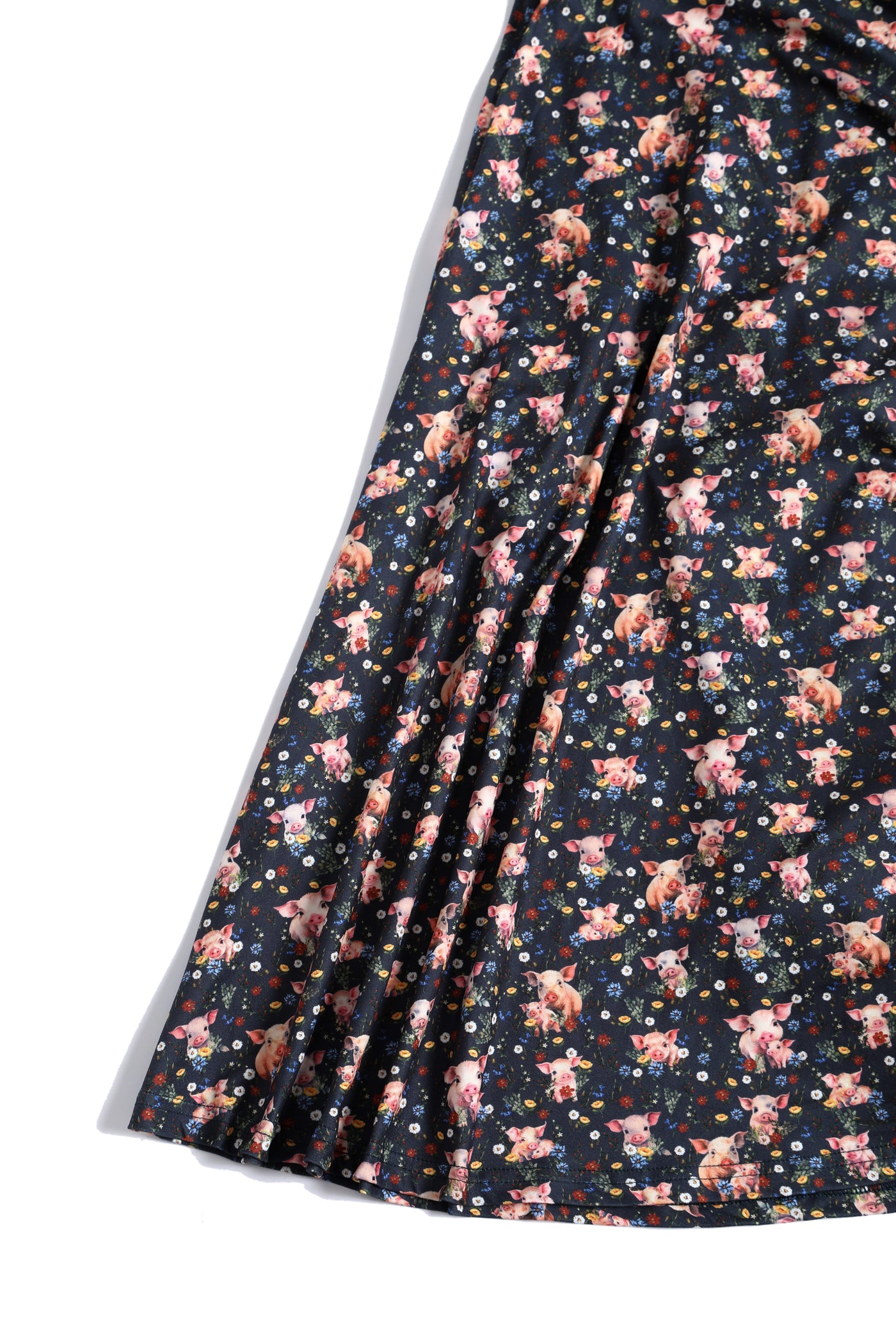 Janice Pig Print Petal Sleeved Dress