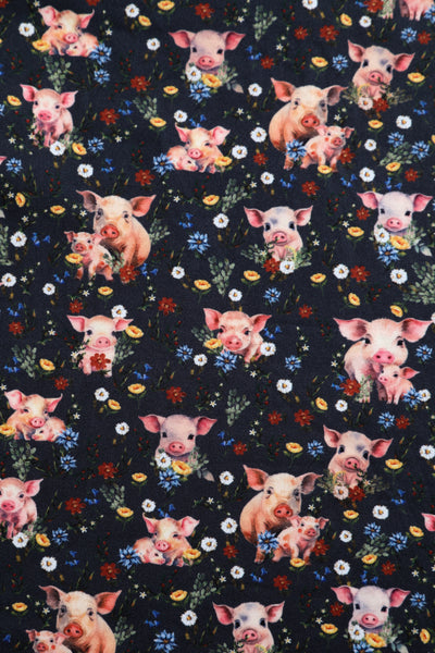 Janice Pig Print Petal Sleeved Dress