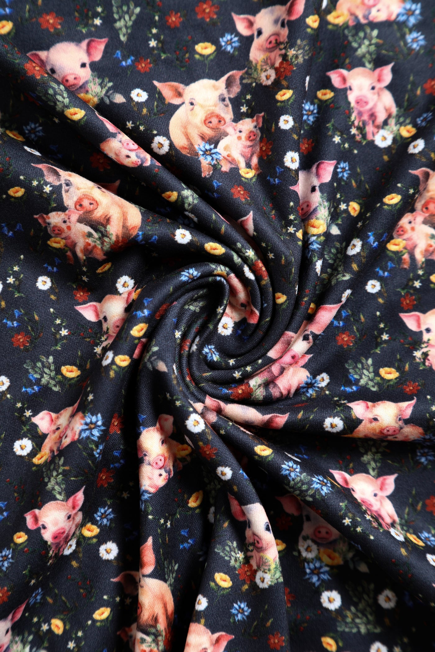 Janice Pig Print Petal Sleeved Dress