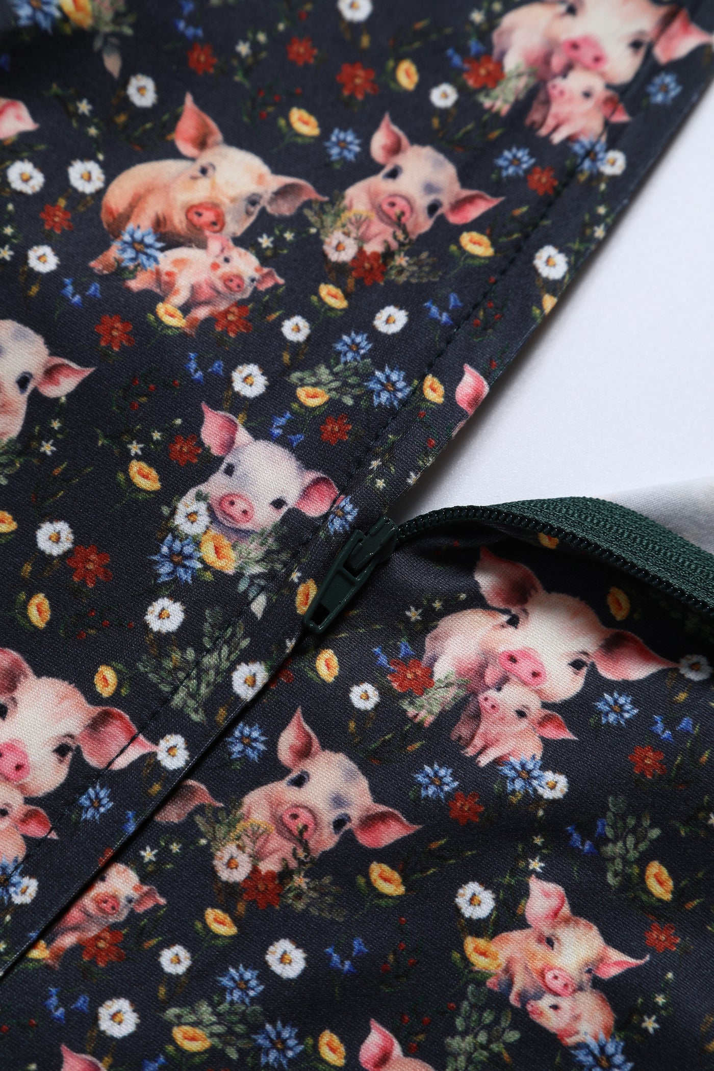 Janice Pig Print Petal Sleeved Dress