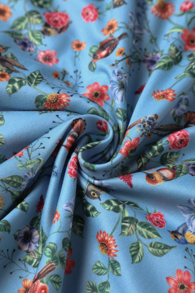 Katherine Blue Hummingbird Long Sleeved Dress
