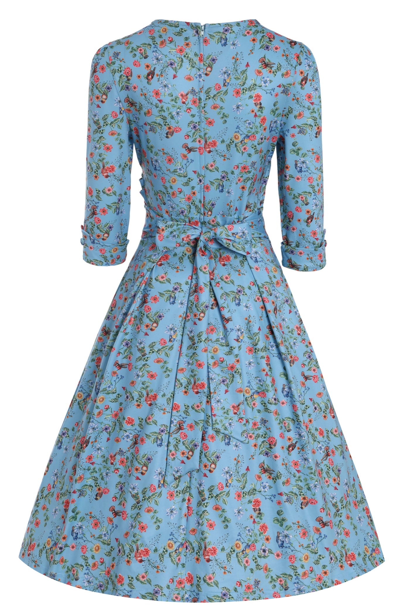 Katherine Blue Hummingbird Long Sleeved Dress