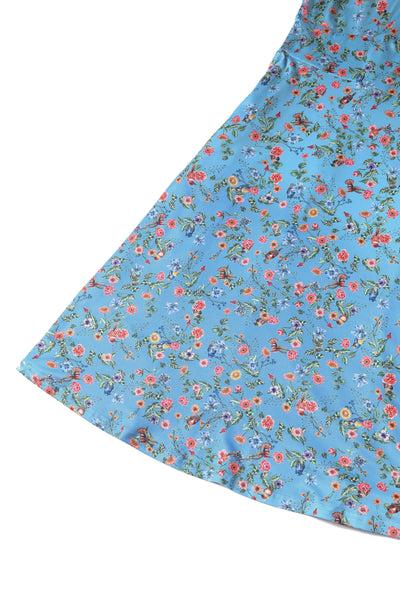 Katherine Blue Hummingbird Long Sleeved Dress