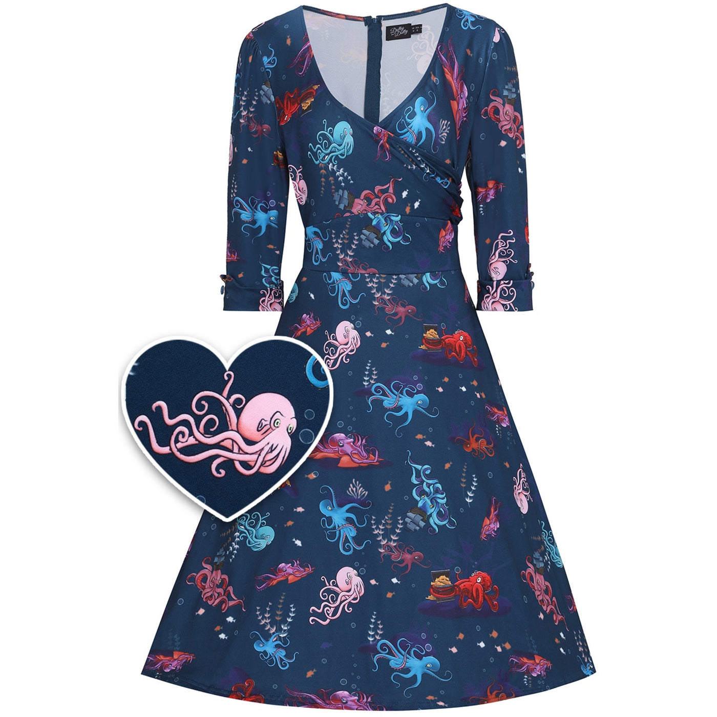Katherine Navy Blue Octopus Swing Dress