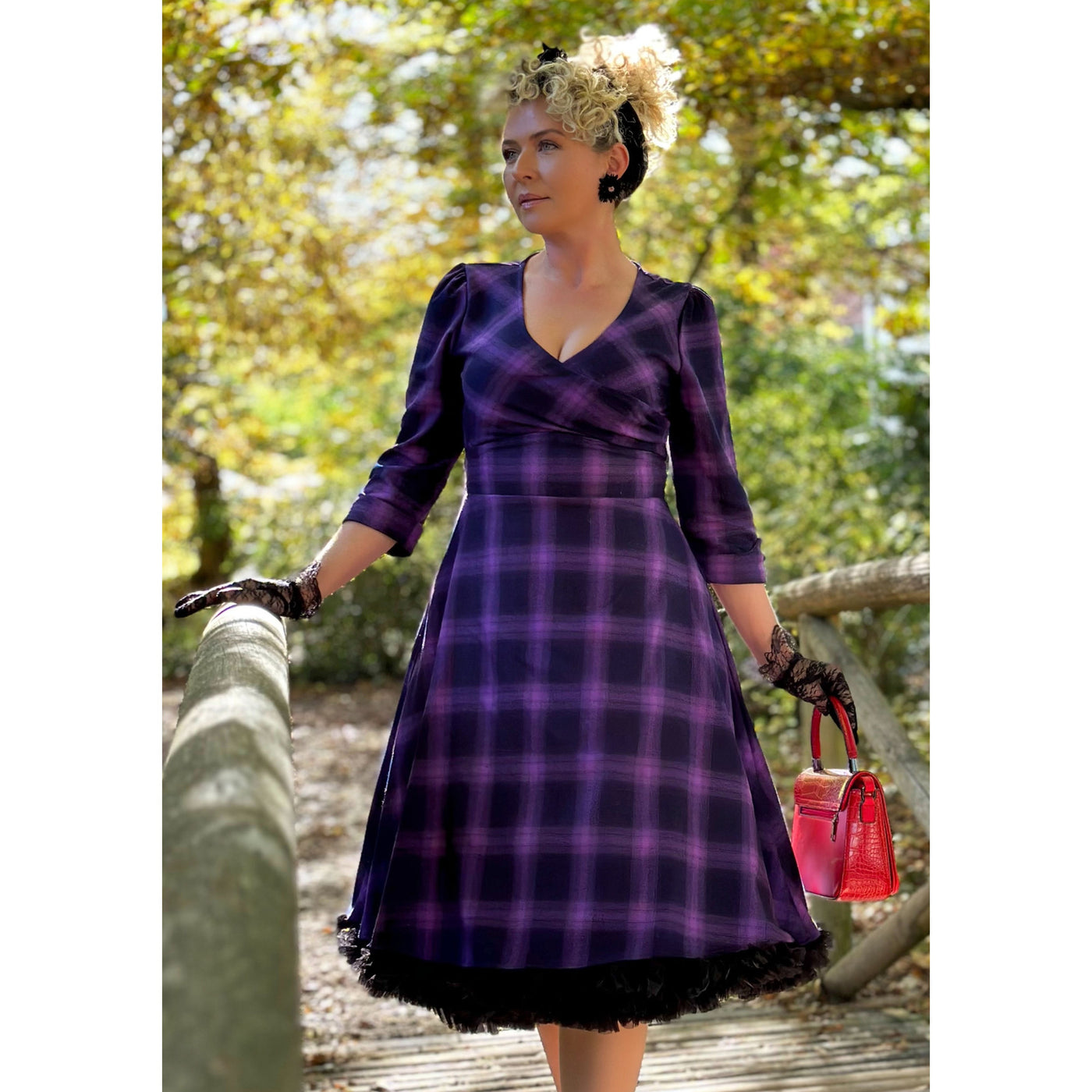 Katherine Purple Tartan Swing Dress