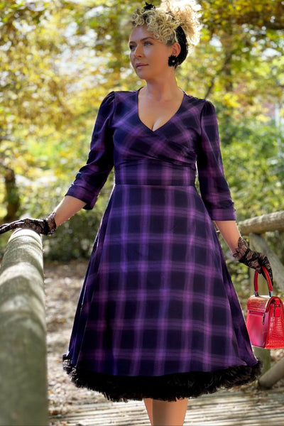 Katherine Purple Tartan Swing Dress